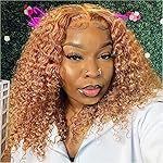 omswet Curly BOB Wig Human Hair 200 Density 5x5 HD Lace Closure Deep Wave Wigs for Black Women Glueless Wear and Go Pre Plucked Deep Wave Wet and Wavy Glueless Wigs Human Hair Light Brown 14 Inch