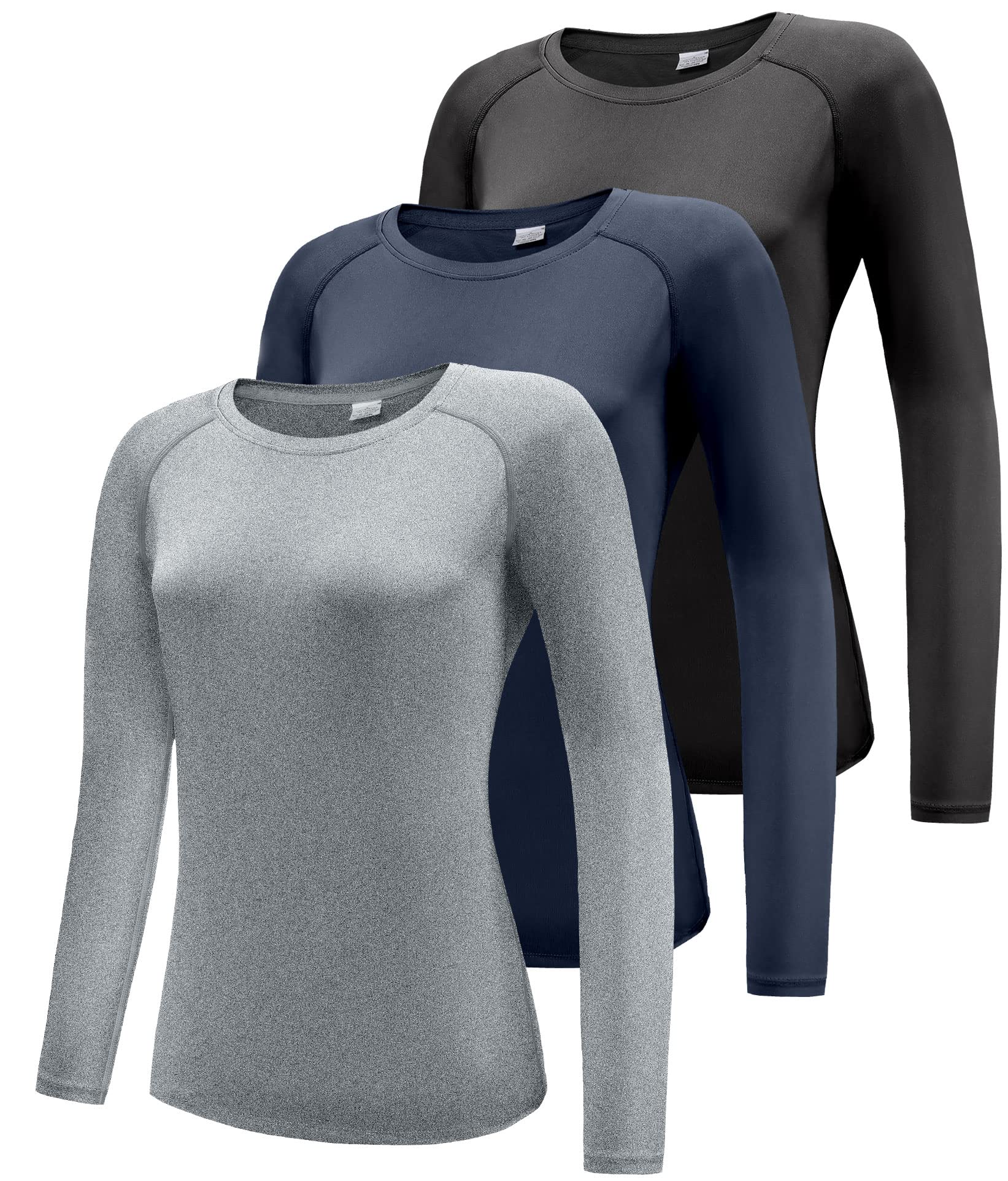 Damen 1,3 or 5er Pack Langarmshirt T-Shirts, UPF 50+ Sonnenschutz Schnelltrocknend Funktionsshirt Laufshirts, Atmungsaktiv Langarm Sportshirt Gym Yoga Running Top Freizeitshirt Workout Fitness
