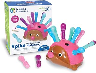 Learning Resources Spike The Fine Motor Hedgehog Pink - 14 Pieces, Ages 18+ months Fine Motor and Sensory Toy, Educational Toys for Toddlers, Montessori Toys