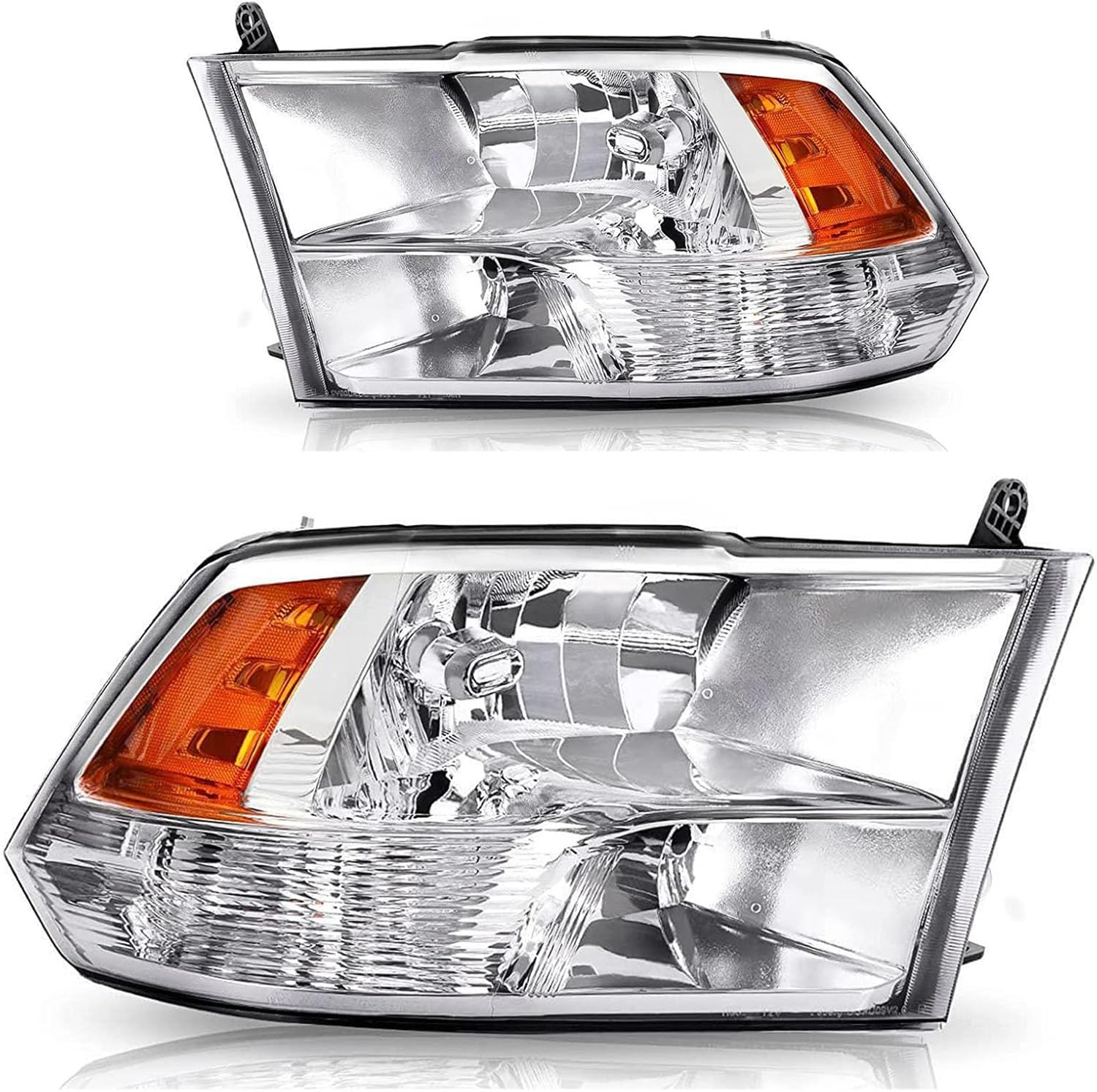 Photo 1 of Factory Quad Style Chrome Housing Amber Corner Headlight Headlamp | For 2009 2010 2011 2012 2013 2014 2015 2016 2017 2018 Dodge Ram 1500, 10-18 Dodge Ram 2500 3500 | Driver and Passenger Side