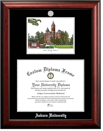 Campus Images NCAA Auburn Tigers - Marco de medallón plateado unisex de la Universidad Auburn de 17 pulgadas de ancho x 13 pulgadas de alto,