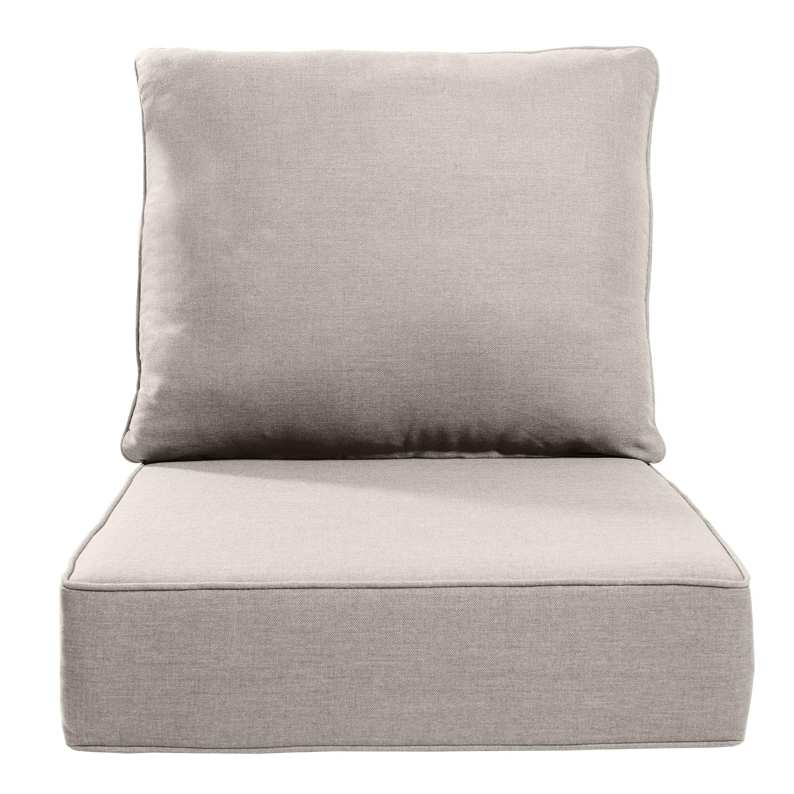 luxury 22x24/22x25 6-inch outdoor cushions - water resistant 1 set zippered patio chair back&seat cushion for wicker dining rocking swivel chairs loveseat couch sectional sofa - beige