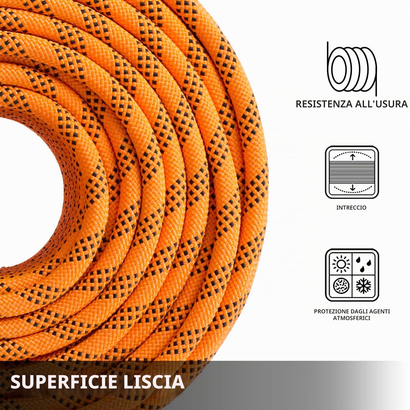 VEVOR Corda in poliestere a doppia treccia da 14 mm 61 m di corda in nylon, corda in nylon ad alta resistenza per potatori, giardinieri, marinai e attività quotidiane