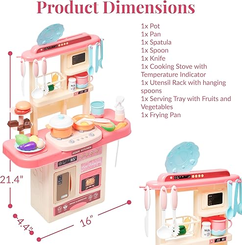 Miniatura 3 de Prextex Juego de cocina de plástico de simulación  Juego de cocina multicolor con lavavajillas y horno  Estufa con luces y sonidos  Grifo de trabajo