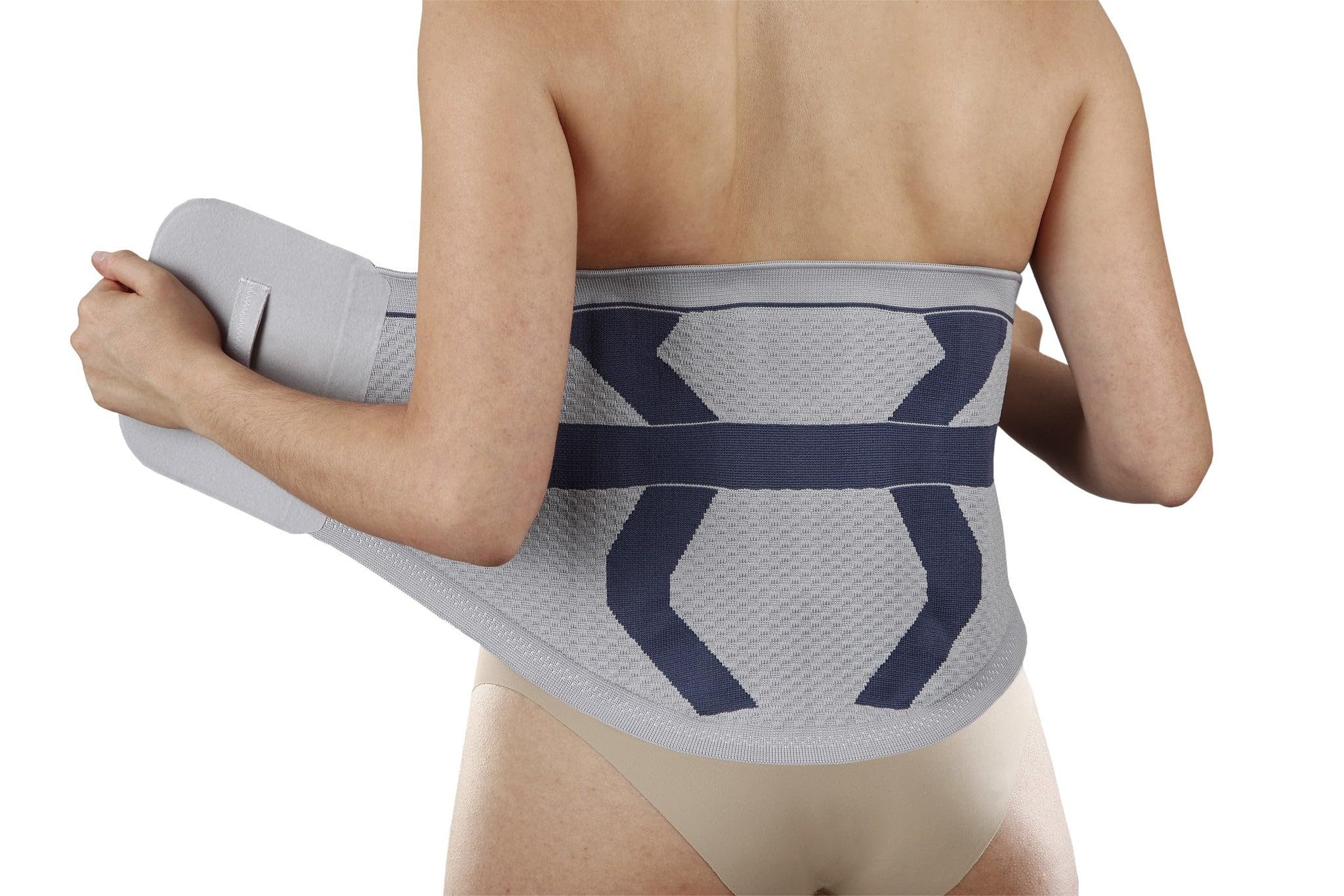 Corsetto lombosacrale steccato in tessuto elastico tramato ORIONE© Art.3087 Grigio Taglia M 83-91 cm