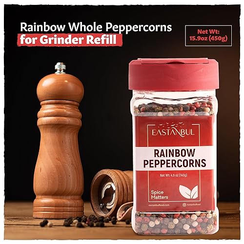 Miniatura 7 de Eastanbul Granos de pimienta enteros arcoíris para molinillo de 4.9 onzas, granos de pimienta arcoíris enteros blanco, verde, rojo, pimienta negra