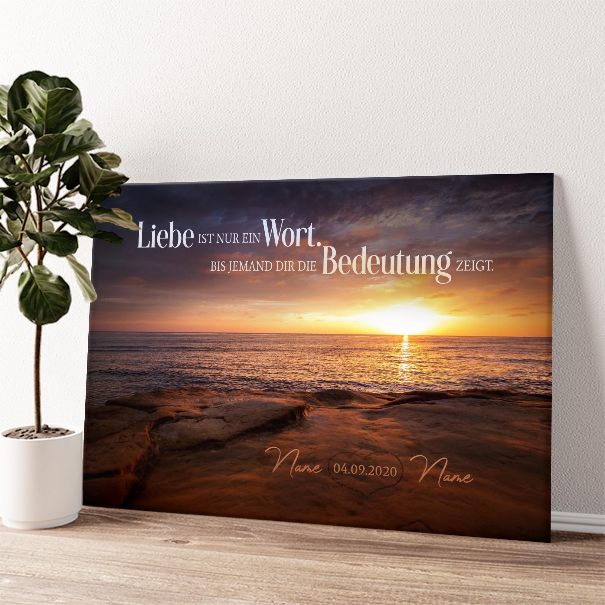 Liebesleinwand | Leinwand mit Namen und Datum | Wandbild gestalten, Jahrestag Geschenk für Frauen und Männer | Bedeutung von Liebe