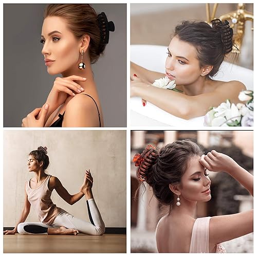 Miniatura 5 de OWIIZI Pinzas grandes para el cabello para mujer, 4.3 pulgadas, diseño de leopardo mate, pinzas para el pelo jumbo, antideslizantes, pinzas de