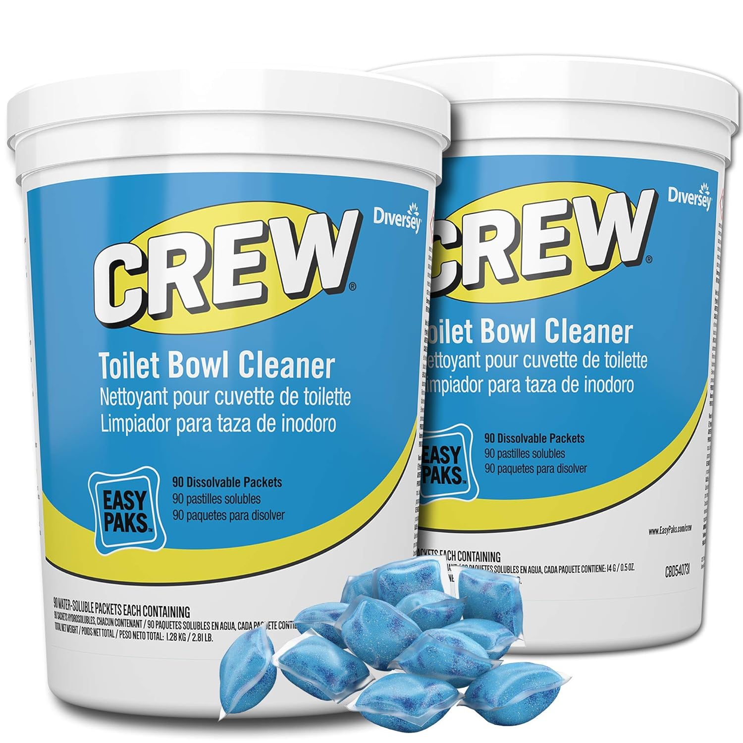 CREW CBD540731 Toilet Bowl Cleaner Easy Paks, Packets Foam & Dissolve to Leave Toilet & Urinal Sparkling Clean, Fresh Floral Scent, Paks, 90-Count (Pack of 2) : Health & Household