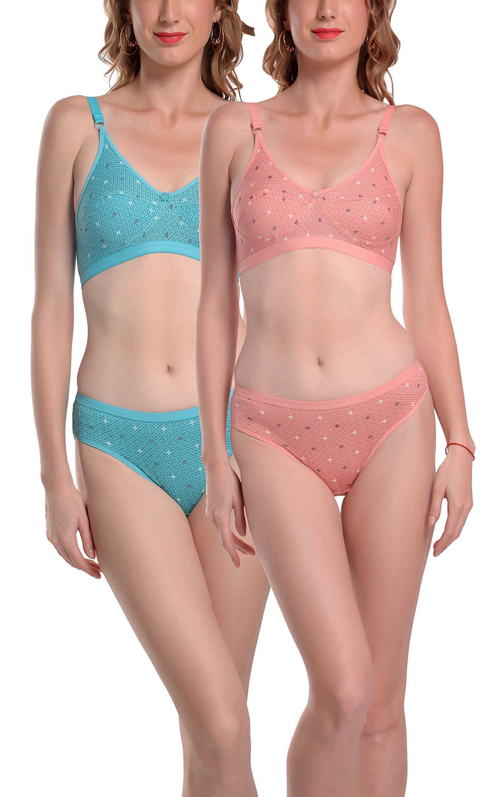 Women's Cotton Hosiery Printed B&c-Cup Bra & Panty Set (Set of 2)-image-40