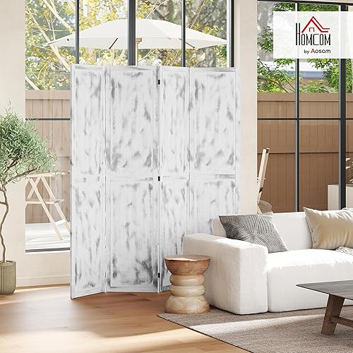 Miniatura 2 de HOMCOM Divisor de habitación de 4 paneles de 5.5 pies de alto y pantalla de privacidad plegable, divisor de privacidad independiente de grano de