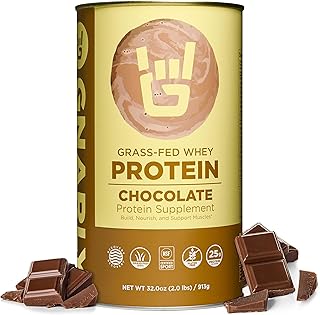 Chocolate Protein Powder – NSF Sport Certified – 25g Protein, Muscle Repair – Grass Fed Whey Powder, Smooth Taste – Chocolate, 32 oz