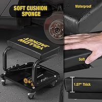 Vista 4 de YELLOW JACKET - Taburete mecánico rodante de 250 libras de capacidad, taburete de garaje con ruedas y bandeja de almacenamiento para herramientas