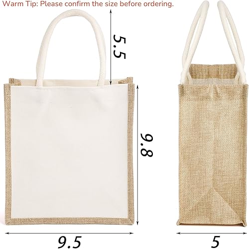 Miniatura 2 de SOUJOY Paquete de 6 bolsas de arpillera bolsas de regalo reutilizables de yute con asas bolsas de playa medianas bolsas de lona para dama de honor