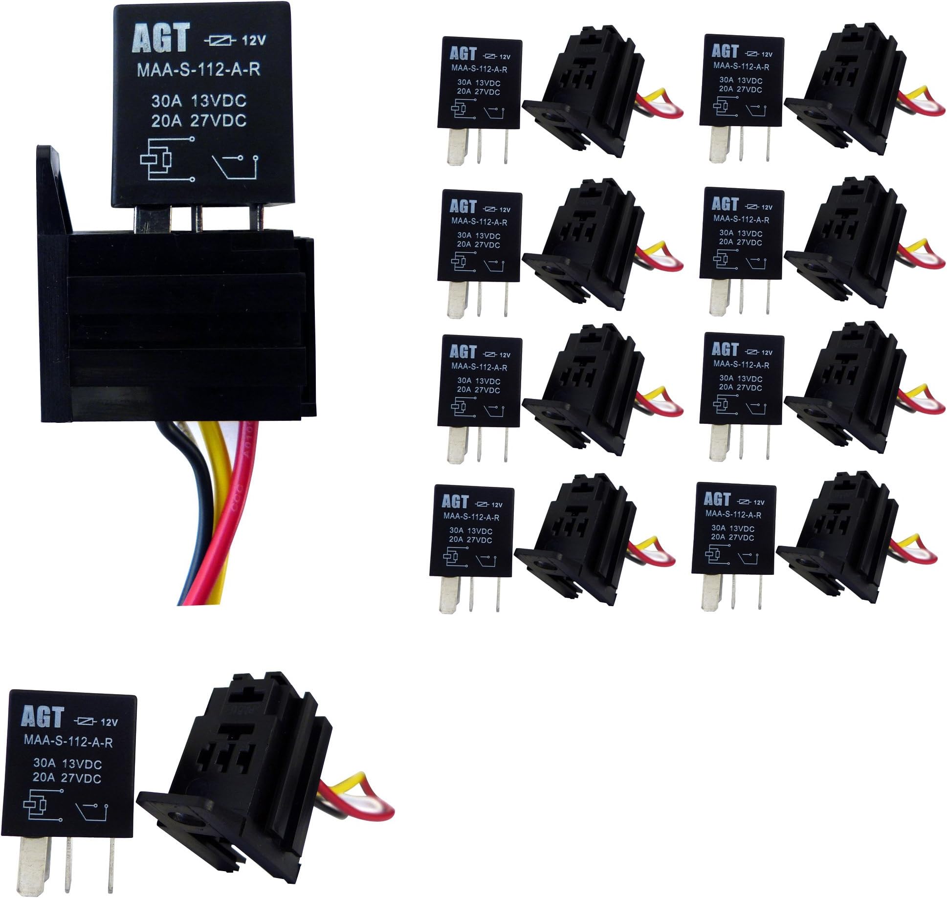 GenssiCar 30A 12V SPST Micro Relay Kit for Electric Fan Fuel Pump Light Horn 4Pin (10 Pack)