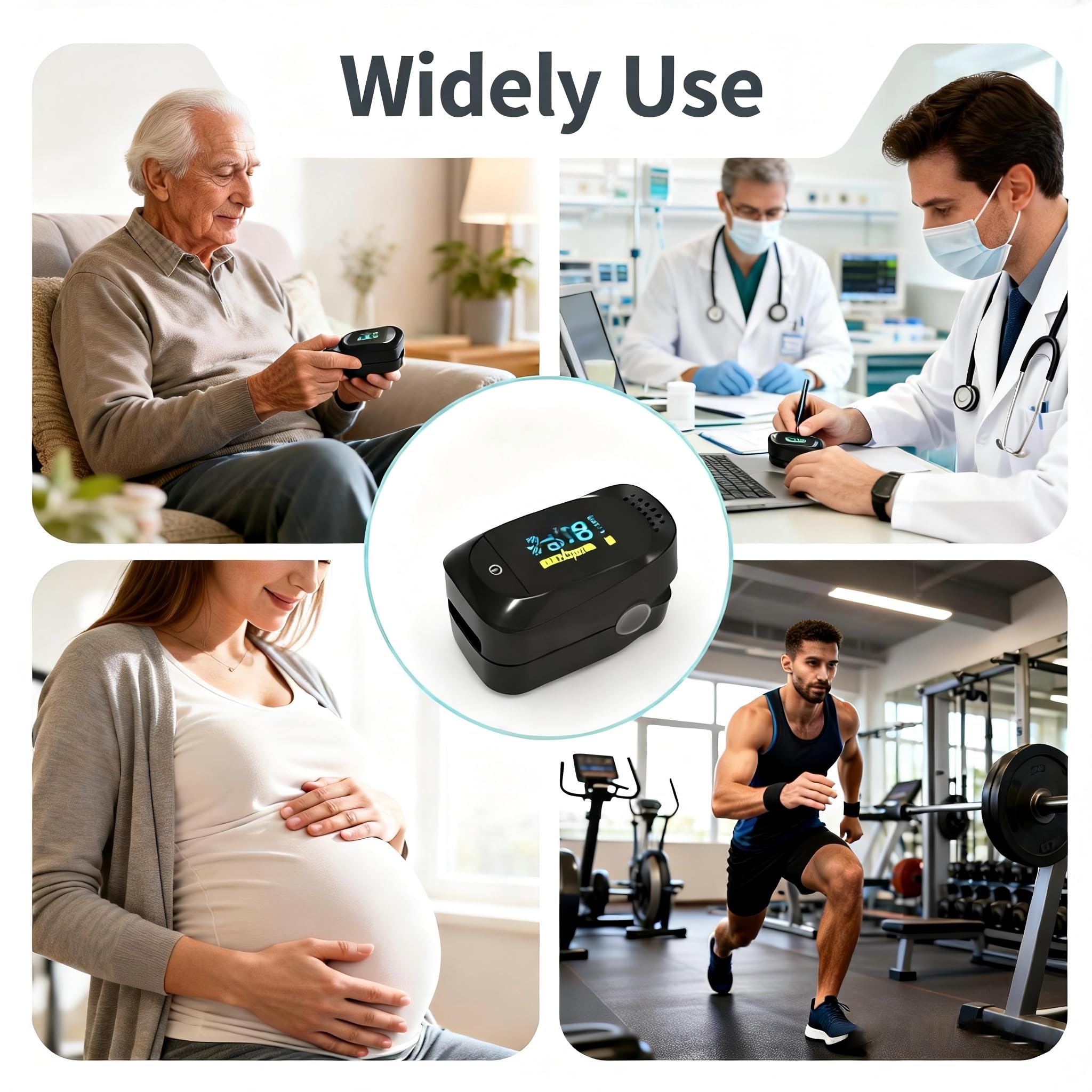 Finger Pulse Oximeter| Accurately Measures Blood Oxygen Saturation|Heart Rate Monitor,Auto-Rotating OLED Screen for Home Use, Sports, Aviation & Health Monitoring — view 5