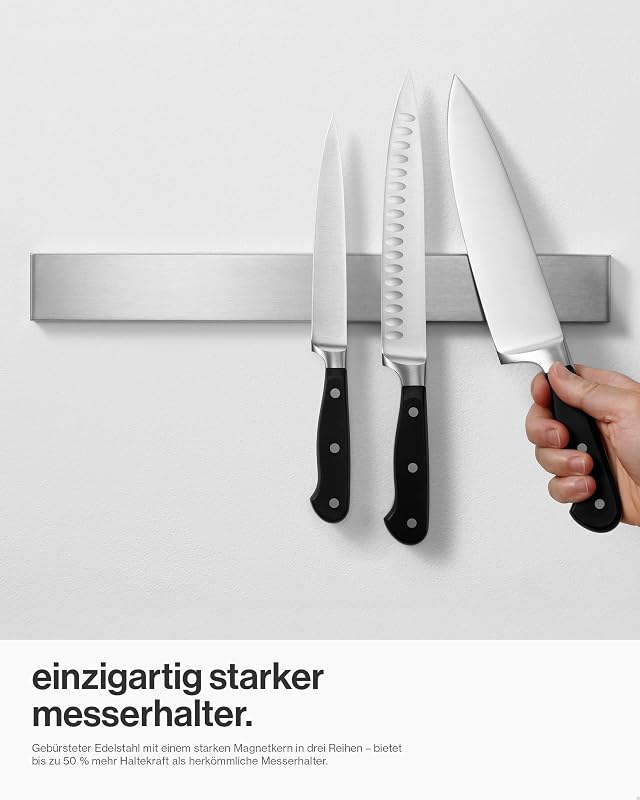 LARHN Mágneses Késtartó Sín 40 cm - Rozsdamentes Acél Fali Késtartó - Konyhai Késrendező Blokk Kések Nélkül