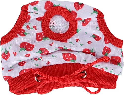 Miniatura 8 de Pañales lavables de cerdo, pañales para cerdo hembra con correa ajustable de apriete para mascotas, pantalones fisiológicos con patrón de fresa,