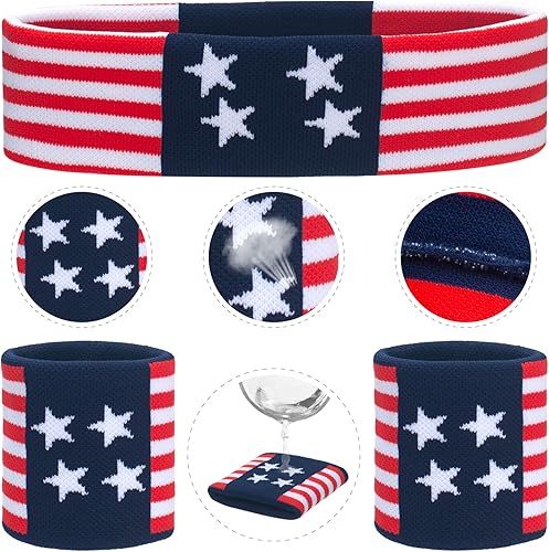 Miniatura 10 de ONUPGO Juego de 5 bandas para el sudor a rayas, banda deportiva para la muñeca, bandas para el sudor, juego de calcetines de tubo alto para hombres