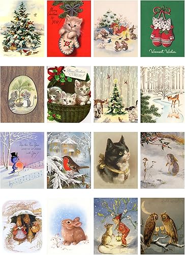 Miniatura 2 de FLONZ - Papel para decoupage, paquete de papel (35 hojas de 6 x 8 pulgadas), tarjetas con diseño vintage de gatitos de Navidad, para decoupage,