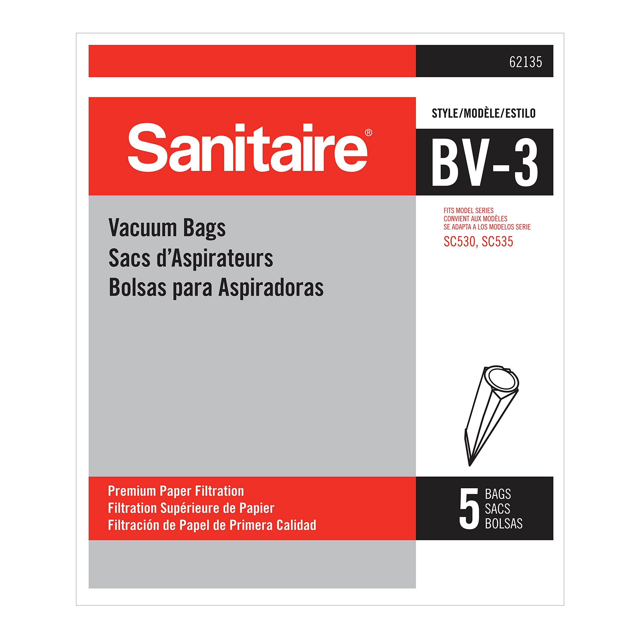 Sac à vide jetable Sanitaire SC530 en taille XL blanc pour aspirateur performant - Lot de 5