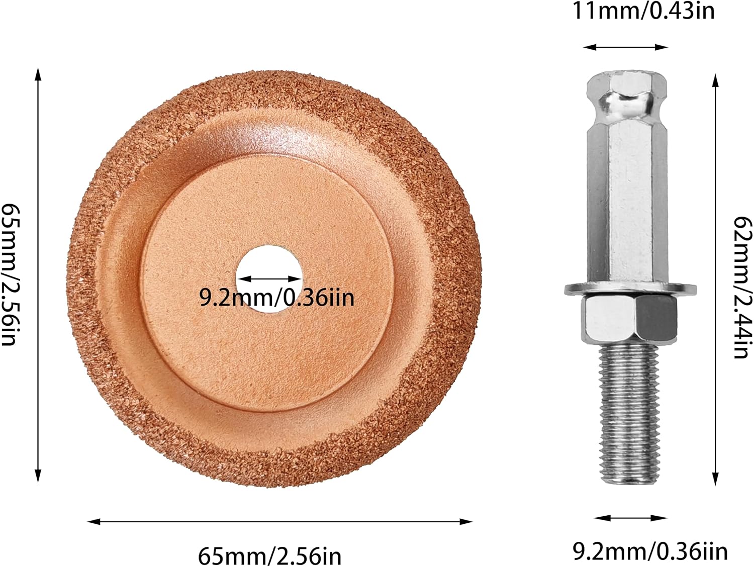 BT-M122a Buffing Wheel Kit for Tire Repair Dia. 2 1/2"(63 mm) 60 Grit 2 pcs/kit with Quick Change Adapter