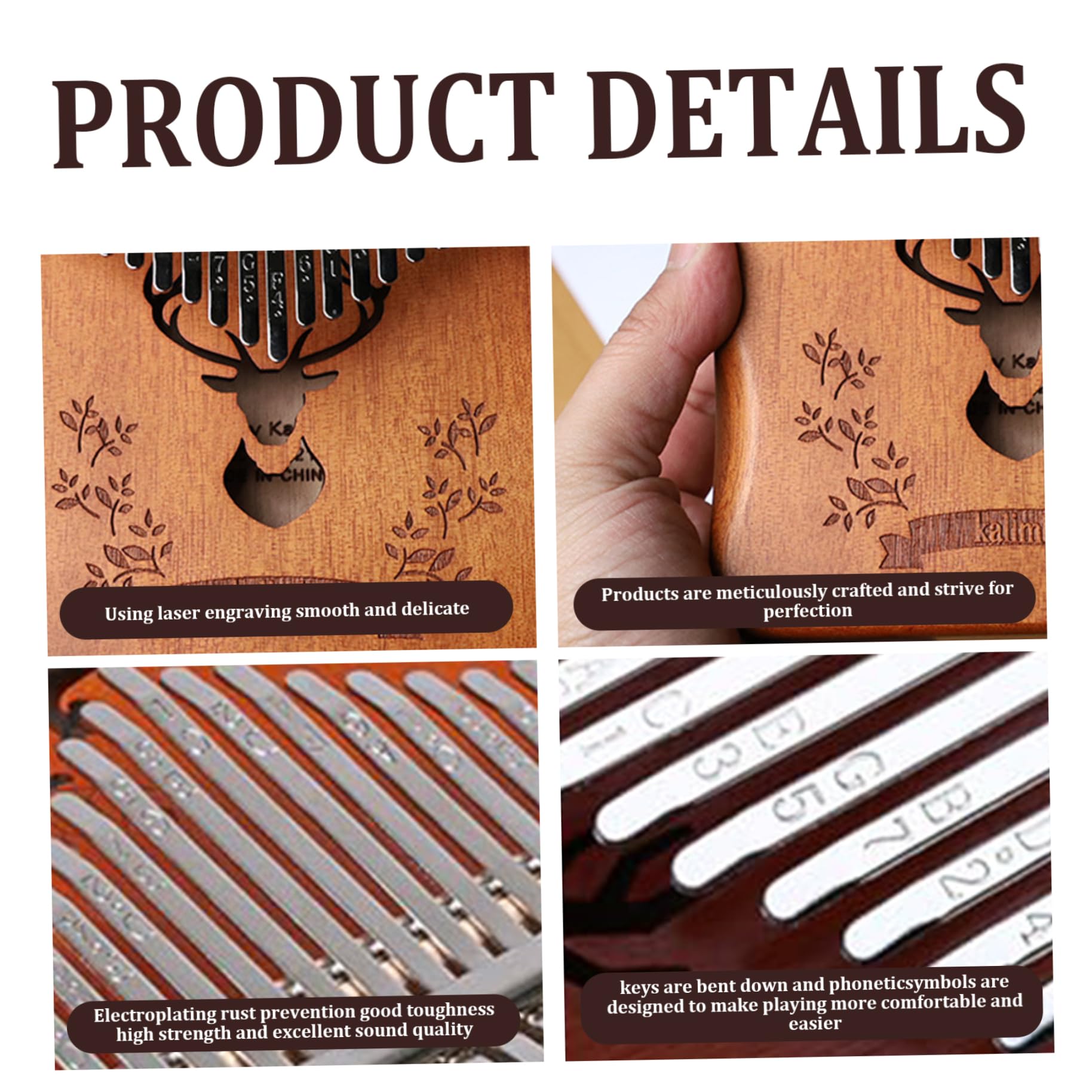 NIDONE Kalimba Daumen Klavier 21 Tasten hölzernes Kalimba mit tragbarem Design für Kinder, Erwachsene, Anfänger und Musikliebhaber