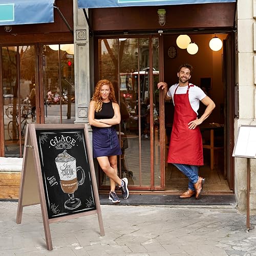 Miniatura 6 de Pizarra de madera extragrande de 40 x 22 pulgadas, marco en A, caballete de pizarra de doble cara para acera, resistente tablero de sándwich