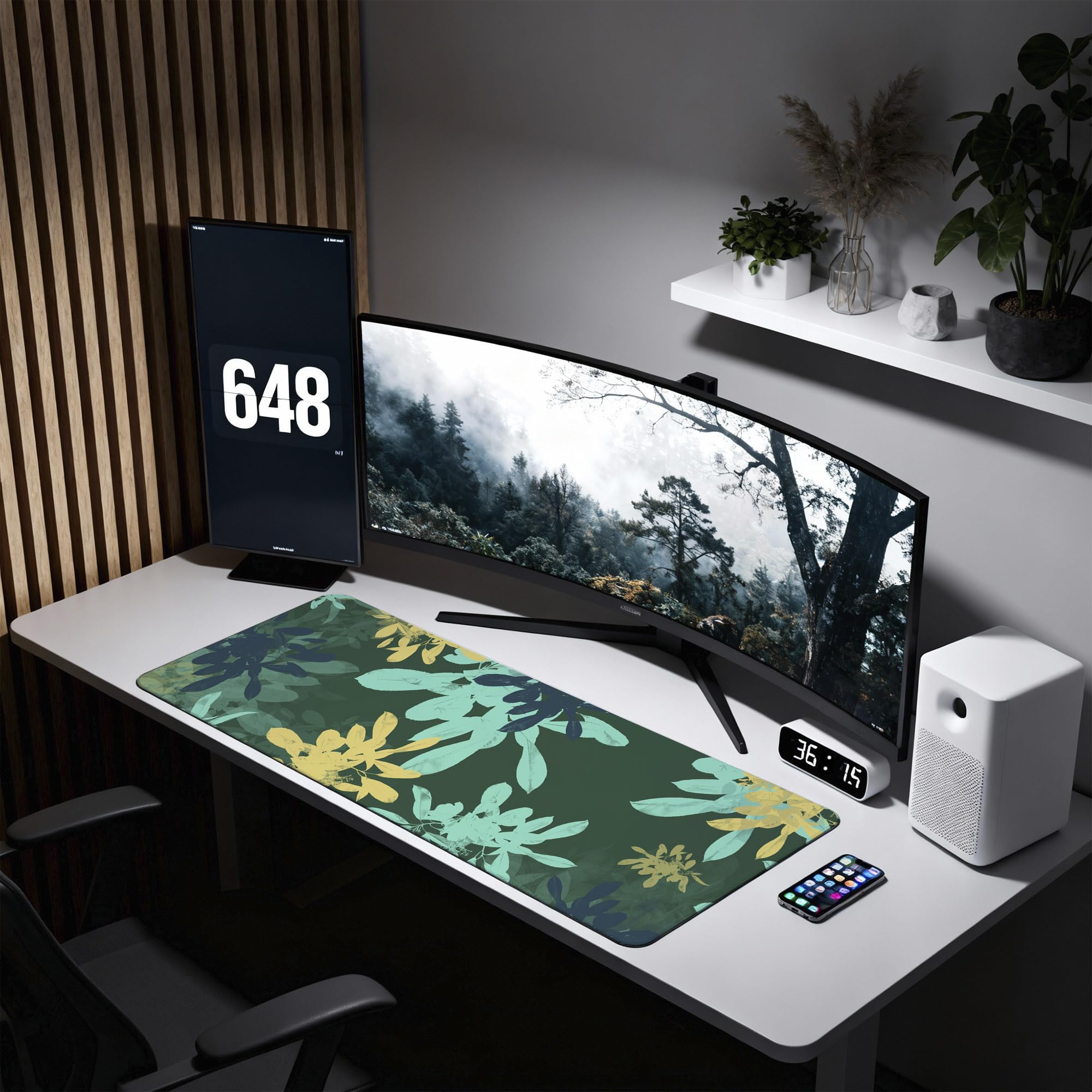 SoulAbiti Botanical Calm Extended Desk Pad (36x14 Inch) - Nature Productivity Series XXL Mouse Pad - Non-Slip Rubber Base & Stitched Edges 4