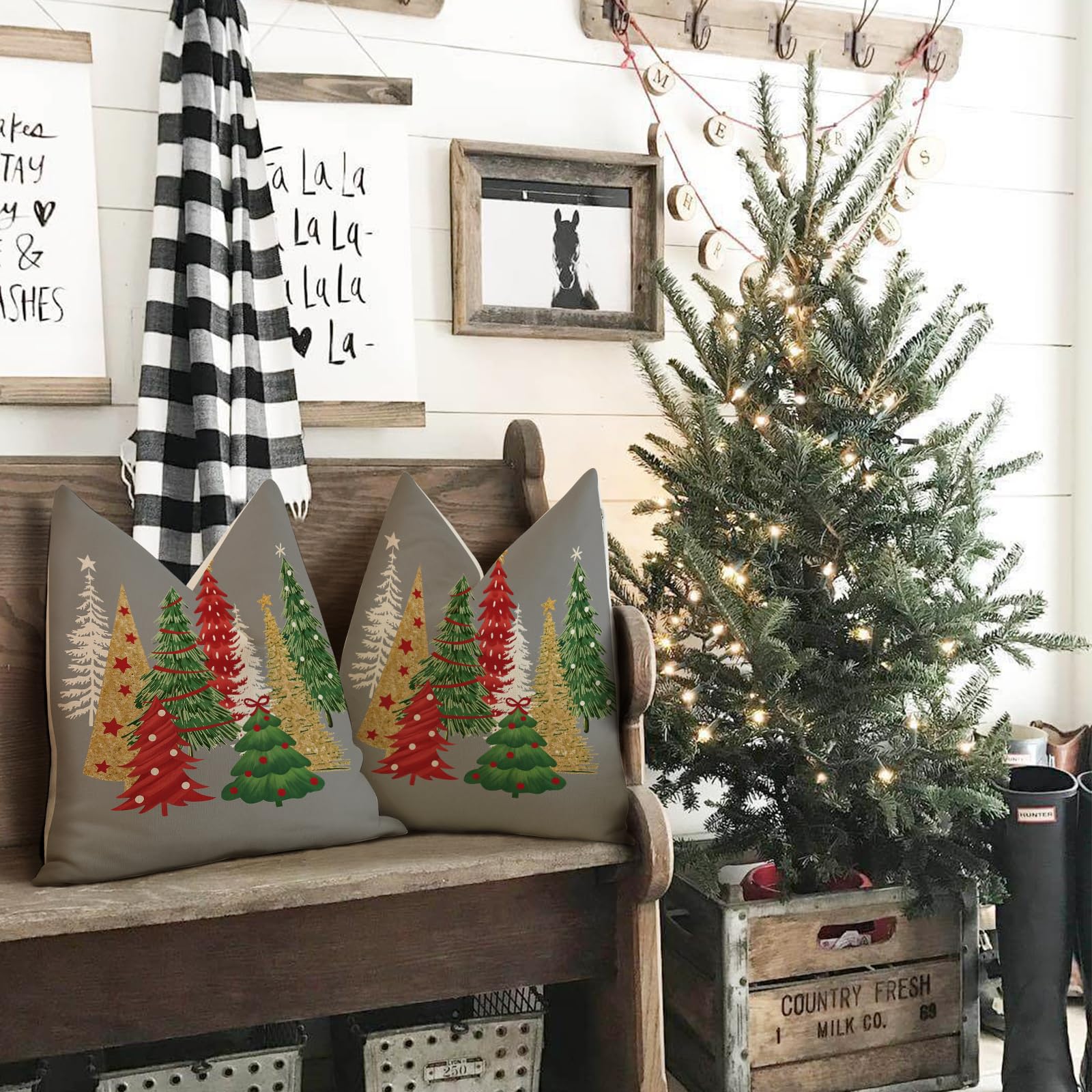 ZWJD Christmas Decor Christmas Cushion Covers 40x40 cm - Image 3
