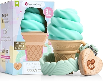 NatureBond 婴儿冰淇淋牙胶 - BPA 免费草莓粉色牙胶玩具