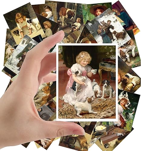 Miniatura 13 de Calcomanías grandes (24 piezas de 2.5 x 3.5 pulgadas) Retratos de niños victorianos, pintura de museo antiguo, póster retro reimpresión