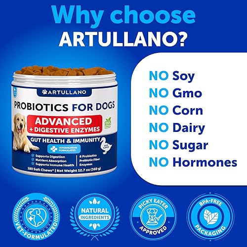 Miniatura 5 de Probióticos para Perros - Apoyo para la Salud Intestinal, Picor en la Piel, Alergias, Inmunidad, Equilibrio de Levadura - Probióticos para Perros y