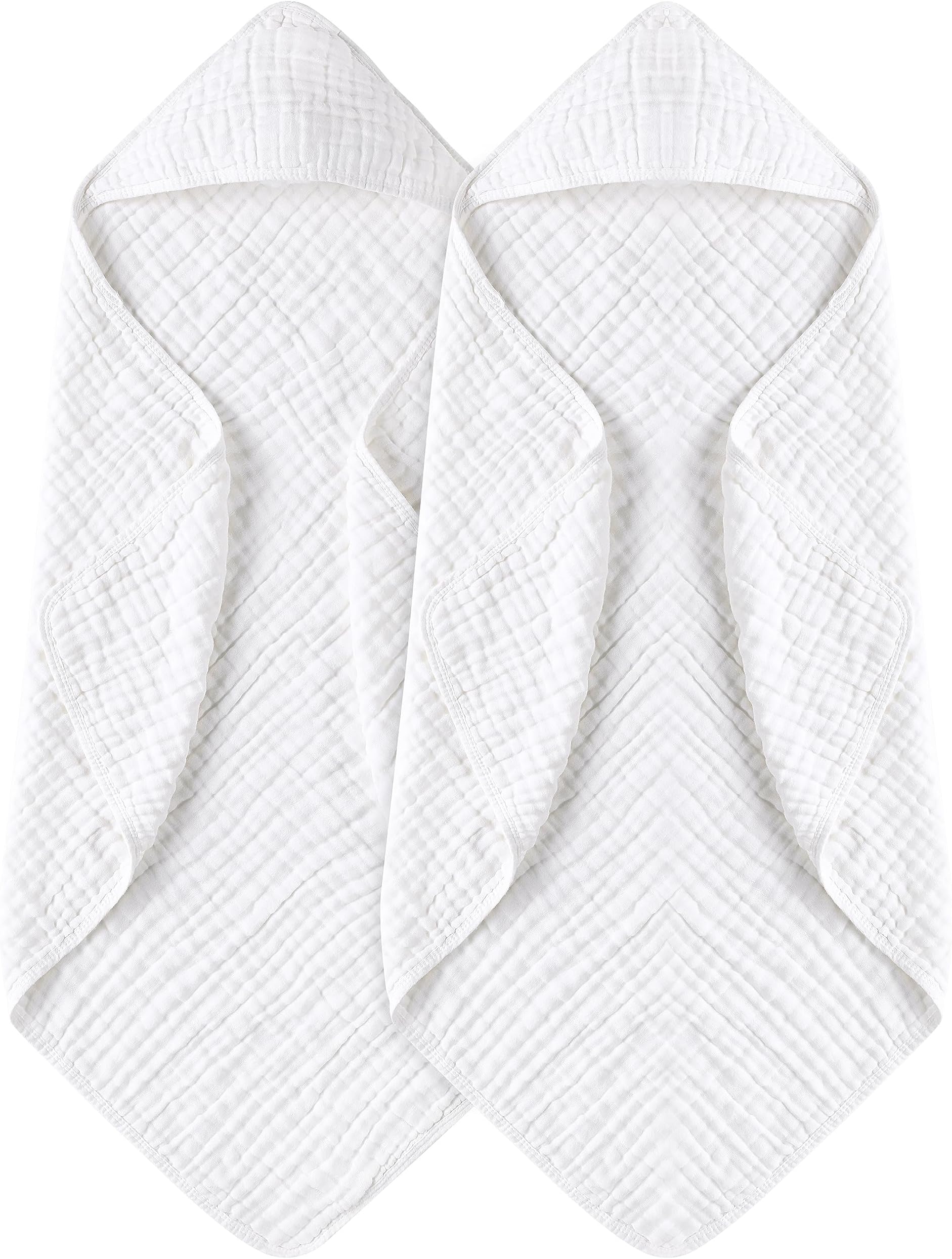 Yoofoss Hooded Baby Towels for Newborn 2 Pack 100% Muslin Cotton Baby Bath Towel with Hood for Babies, Infant, Toddler and Kids, Large 32x32Inch, Soft and Absorbent Newborn Essential