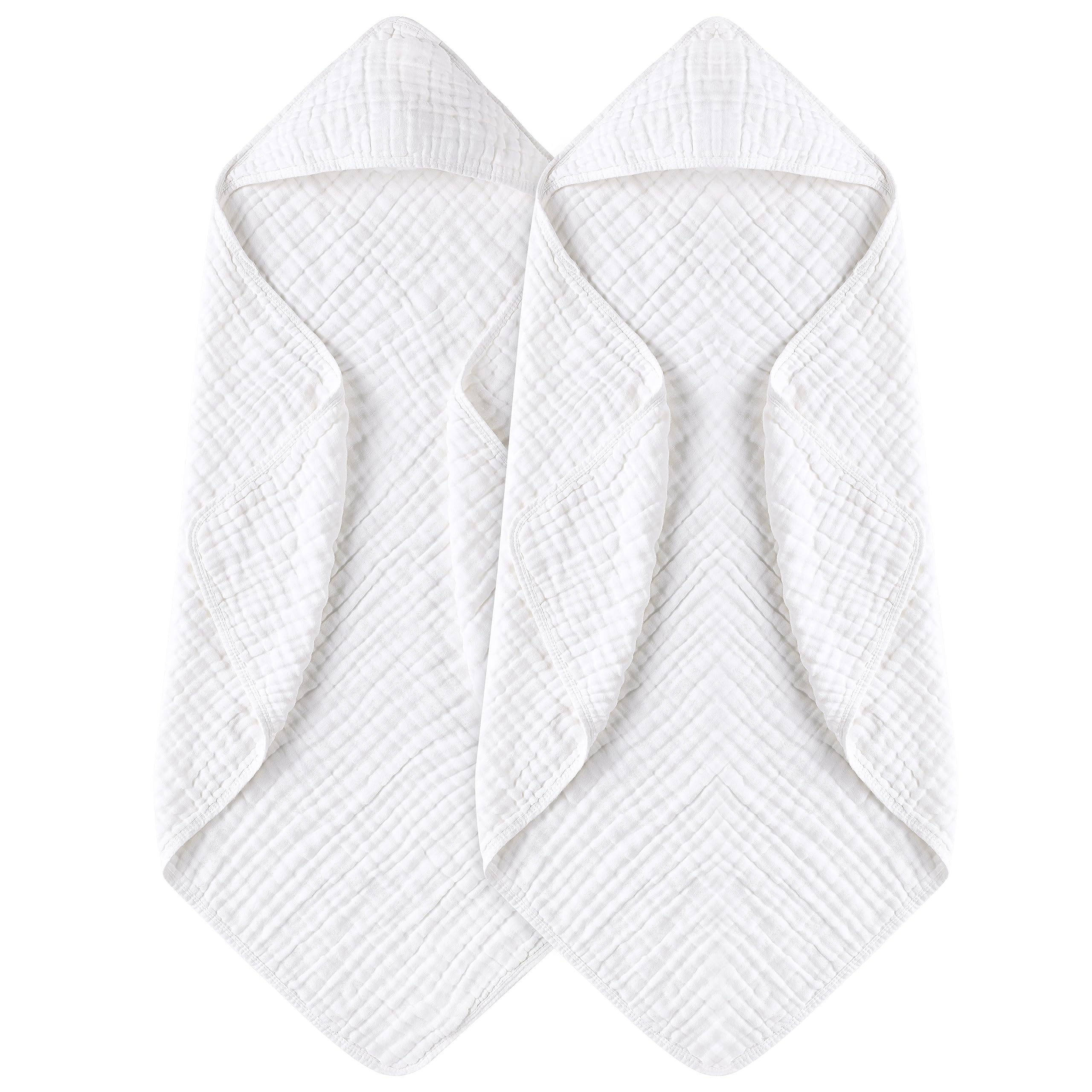 Yoofoss Hooded Baby Towels for Newborn 2 Pack 100% Muslin Cotton Baby Bath Towel with Hood for Babies, Infant, Toddler and Kids, Large 32x32Inch, Soft and Absorbent Newborn EssentialYoofoss Hooded Baby Towels for Newborn 2 Pa…