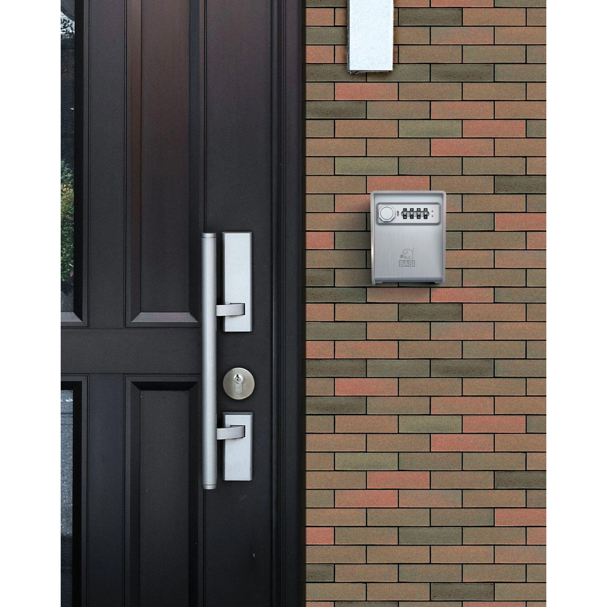 BASI | Schlüsselsafe mit Zahlenschloss | 3 mm starkes Edelstahl | 4-stelliger Zahlencode individuell einstellbar | Schlüsseldepot für Innen- und Außenbereich | Wetterfester Schlüsseltresor