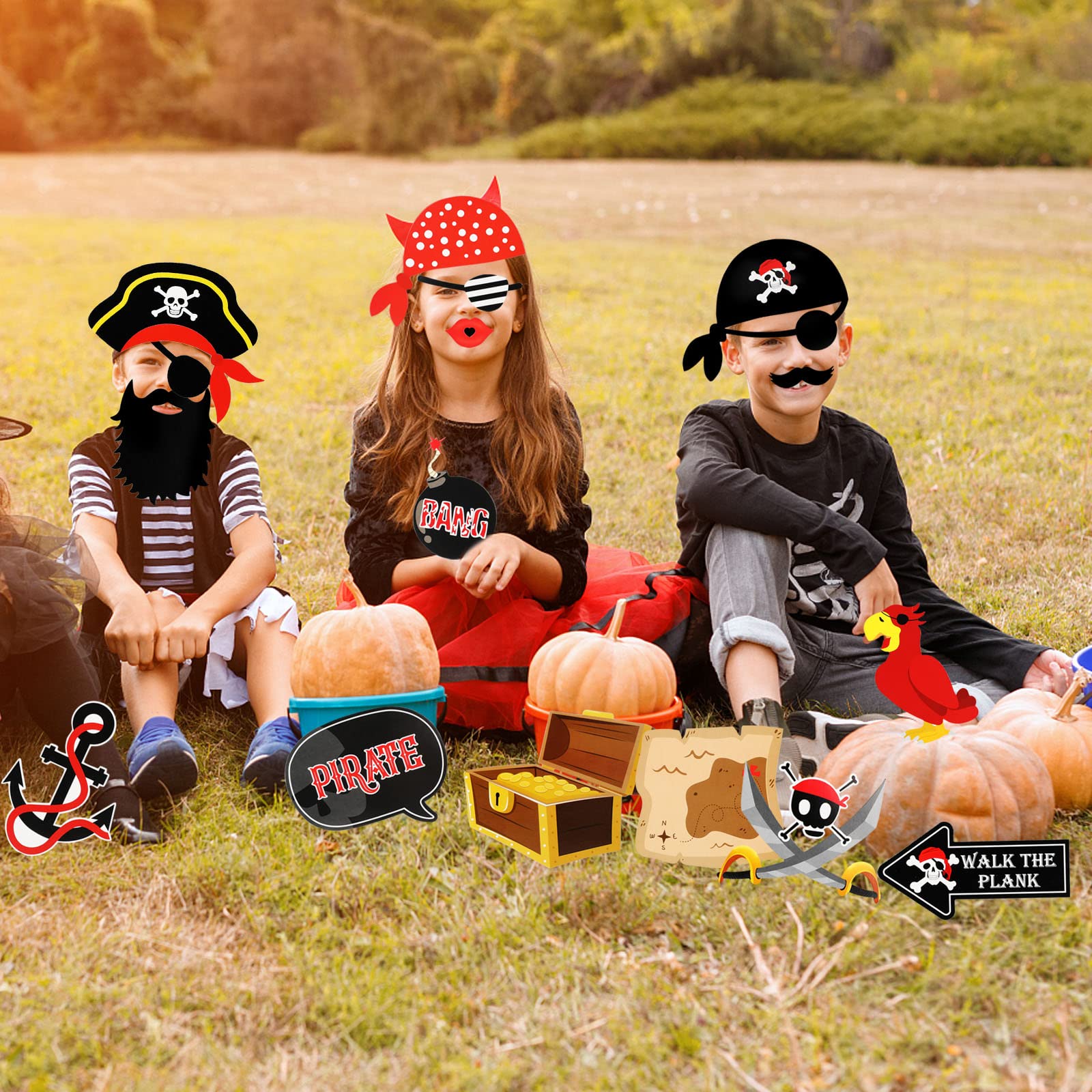 TUKNN Cache Oeil Pirate, Eye Patch Pirate, Décoration Anniversaire Pirate, Patchs Pour Les Yeux De Pirate Noir, Pirate Crâne Cache-Oeil, 8 Pièces Cache Oeil Pirate Pour Enfant, Adulte