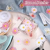Vista 3 de Cindeer 80 parches para planchar con flores de mariposa para ropa, bonitos parches bordados para coser en apliques para jeans, chaquetas, mochilas