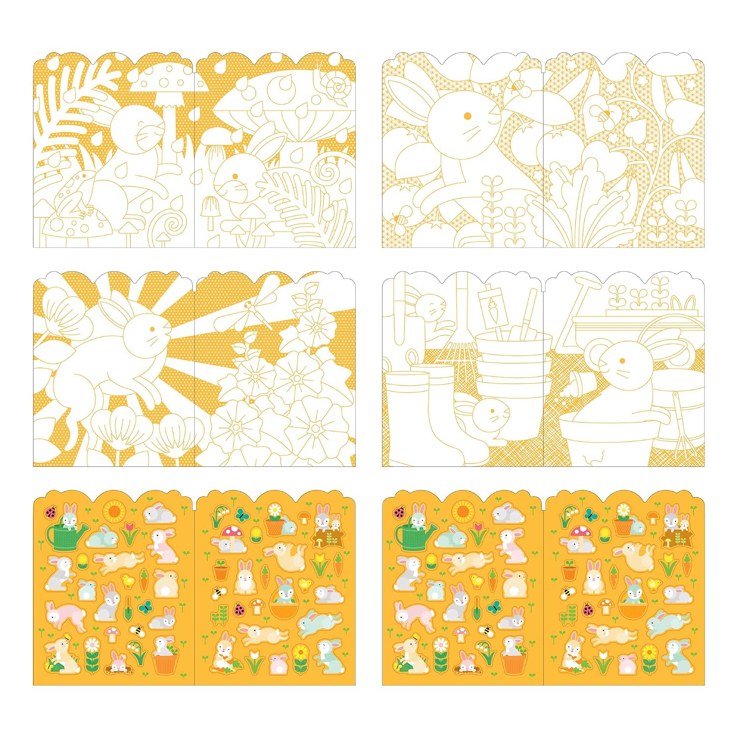 Petit Collage Bunnies Coloring Book + Stickers
