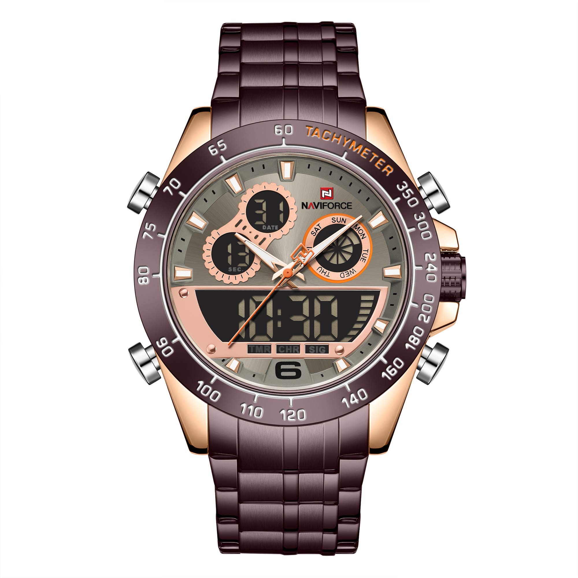 Naviforce Mens Waterproof Sport Analog Digital Quartz Watch with Chronograph Countdown Dual Time Alarm SIG Date Week Multifunction (B08V5318XZ) Amazon Price History, Amazon Price Tracker