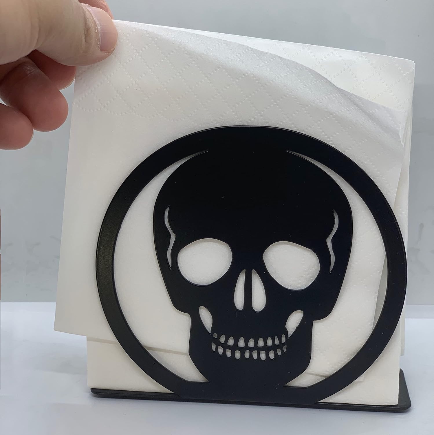 Napkin Holder，SKULL black Metal Napkin Holders for Tables