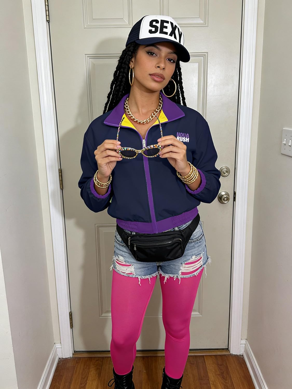 UOUA 80s Windbreaker Jacket for Women Retro Color Block Wind Breaker Long Sleeve Reversible Casual Coat - Image 4