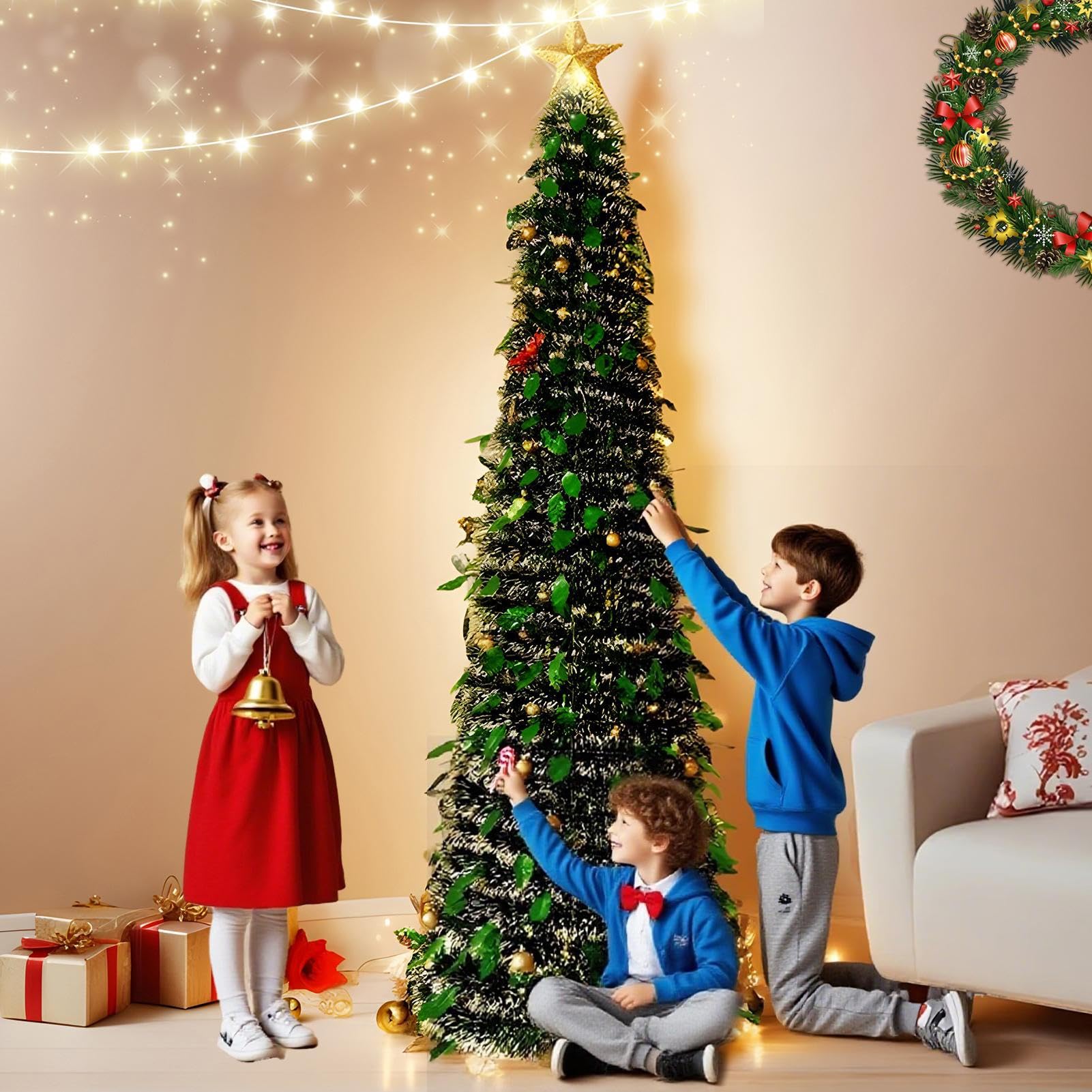 Árbol de Navidad Artificial pequeño árbol navideño Plegable y Artificial