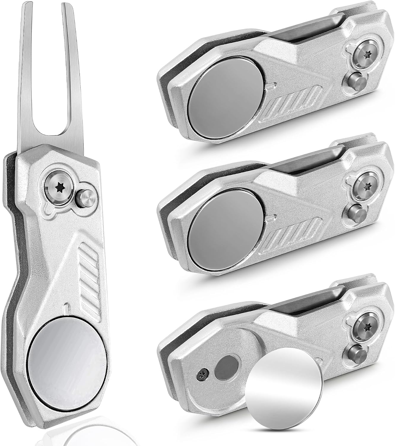 Mile High Life Golf Divot Repair Tool w Magnetic Golf Ball Marker | All Metal Foldable Divot Tool w Pop-up Button | Golf Accessories for Men