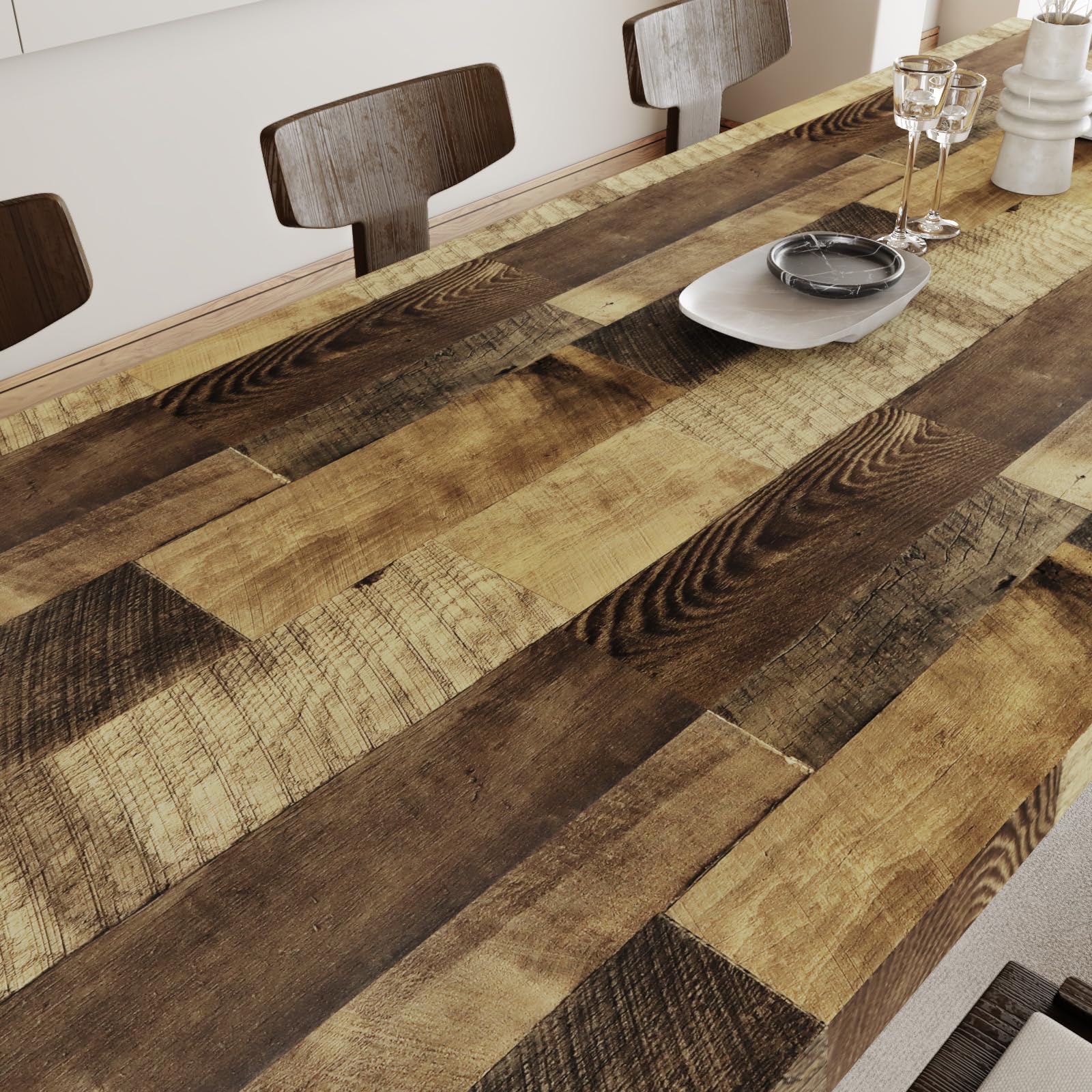 LaCheery Marron Papel Pintado Madera Autoadhesivo Papel Tapiz Paredes Habitacion 90cm x 400cm Vinilo PVC Adhesivo para Muebles de Cocina Encimera Lavable Vinilo Efecto Madera para Salon Armario Mesa