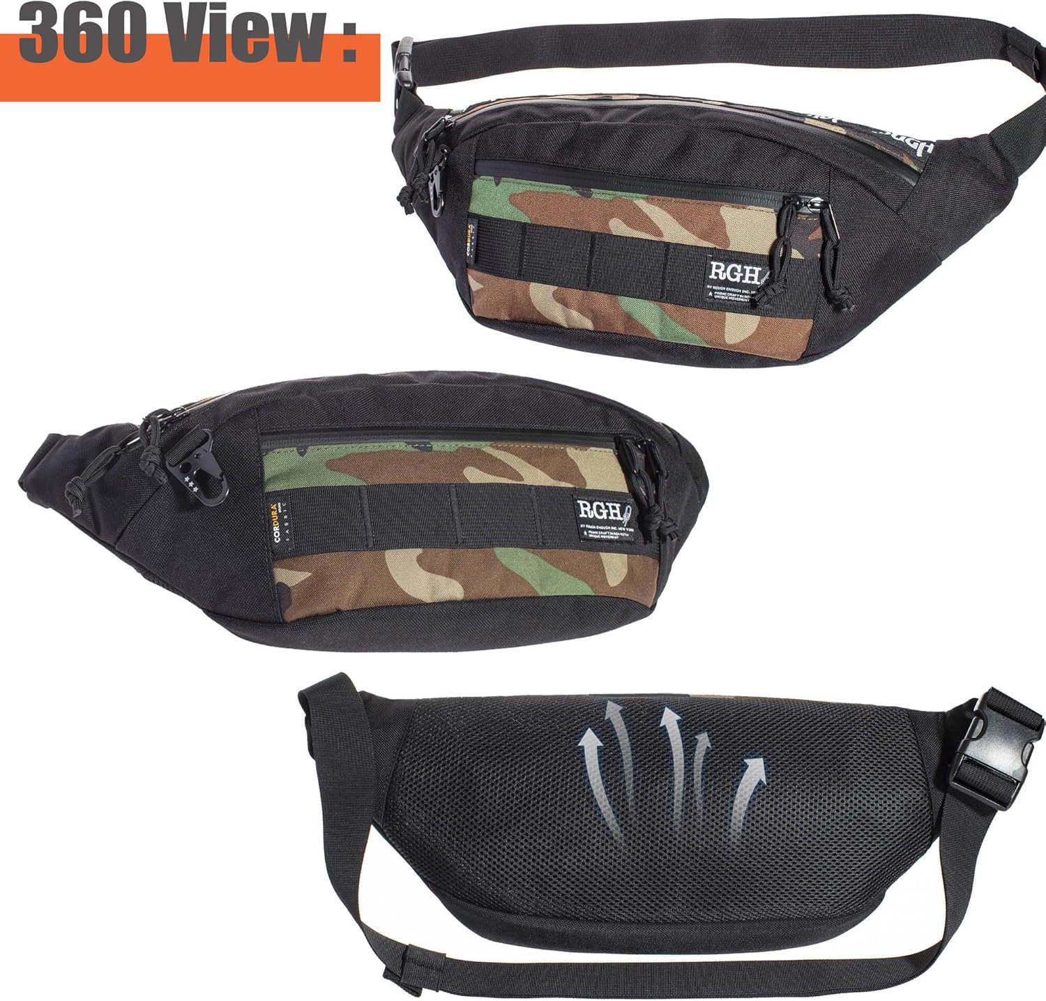 Rough Enough Tactical Fanny Pack Crossbody Bag Waist Pack for Men in Cordura Large - Image 6