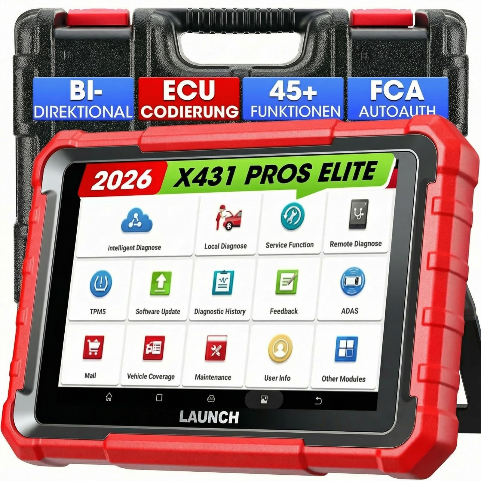 LAUNCH X431 PROS Elite OBD2 Diagnosegerät Auto, ECU-Codierung, Bidirektionales Vollsystem Diagnose Scanner, 45+ Dienst, CANFD&DOIP, FCA, Schlüsselprogramm, 2 Jahre Update