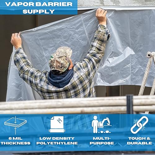 Miniatura 2 de VBS - Lámina de plástico transparente - 6 mil - (6 x 100 pies) - Plástico transparente para ventana para invierno, rollo de láminas de plástico