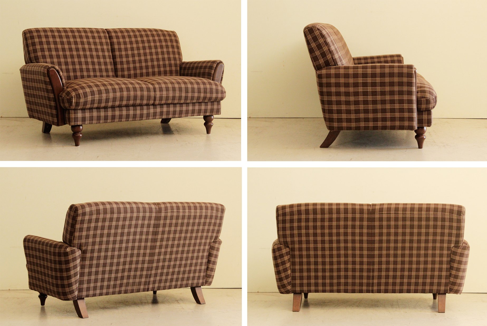 え*し様 えむえむし【送料込み】2人掛けソファ　チェック柄　ブラウン え*し様 えむえむし【送料込み】2人掛けソファ チェック柄 ブラウン え