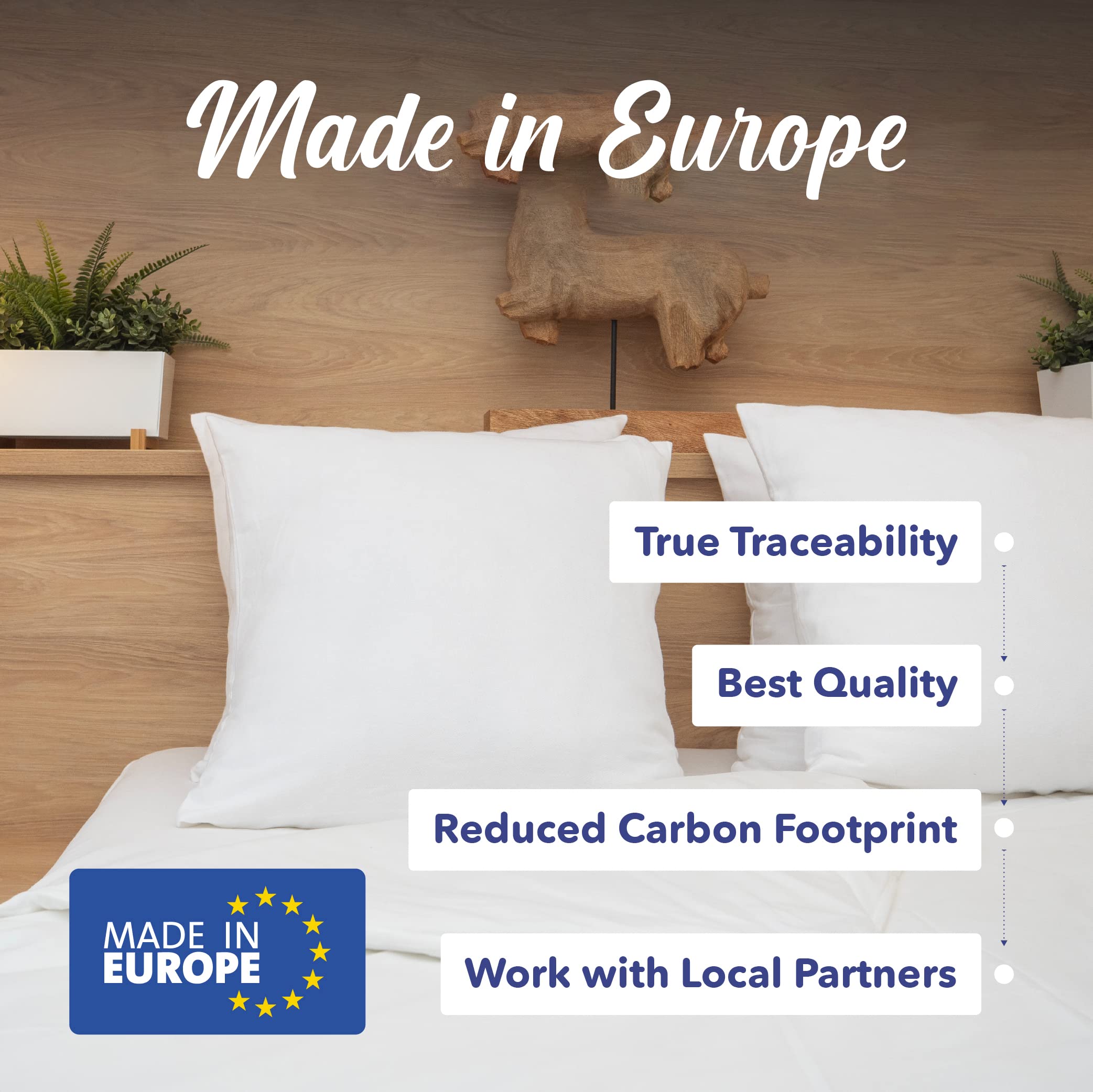 Pillow Protectors 60x60 cm OCS® Certified Organic Cotton, Non-Waterproof, Set of 2, Made in Europe - Image 4